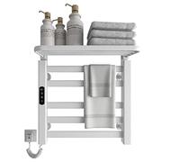 Portasciugamani Elettrico, 500x500mm Radiatore da Bagno Elettrico, Radiatore Scaldasalviette, Scaldasalviette, Elettrico Portasciugamani, riscaldamento in fibra di carbonio, antracite-White Left