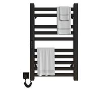 Portasciugamani Elettrico, 500x800mm Radiatore Scaldasalviette, Radiatore da Bagno Elettrico, Scaldasalviette, Elettrico Portasciugamani, riscaldamento in fibra di carbonio, antracite-Black Left