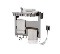 Portasciugamani Elettrico A Temperatura Controllata For La Casa, Riscaldamento, Stendibiancheria, Hotel, Non Perforato, Accessori For Il Bagno Radiatore Riscaldamento Efficiente(Right,Gray-Shelf)