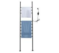 Portasciugamani elettrico da terra, 150 W, impermeabile IPX4, controllo app e display touch, timer 1-24 ore, temperatura regolabile da 45 a 70 °C, 9 aste, acciaio inox, nero, 42,5 x 160 cm (larghezza