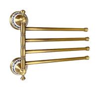 Portasciugamani girevole per bagno, in bronzo antico, pieghevole, a 4 bracci, per lavanderia, montaggio a parete, salvaspazio, design in porcellana