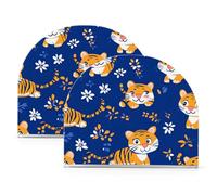Portasciugamani in acrilico blu navy con tigri dei cartoni animati per esterni, sala da pranzo, portatovaglioli e portautensili per la casa