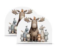 Portasciugamani in acrilico con renna e animali, per picnic e bar, rustico, autoportante, decorazione per la casa, per picnic, bar, confezione da 2