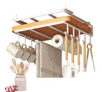 Portasciugamani in carta da cucina - Supporto multiuso sotto armadio, in acciaio inossidabile robusto | Dettaglio gancio multiuso, uso pratico, per appendere utensili, tazze,