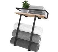 Portasciugamani in legno decorativo Organizzatori a parete con cestino in metallo Telaio robusto per bagni portatili Storage Accessori da bagno antiruggine