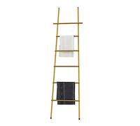 Portasciugamani in Metallo a 6 Strati con Ventosa, Portasciugamani da Terra a Forma di Scala, Scala Porta Asciugamani e Vestiti,Porta Salviette Bagno,Accessori per Il Bagno,d'oro
