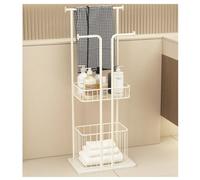Portasciugamani Indipendente in Metallo Bianco con Base in Marmo, Cesto per la Biancheria e ripiano. Elegante portasciugamani da Bagno per l'arredamento e l'org