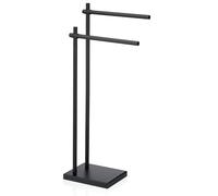 portasciugamani kela verticale 79cm, regolabile in altezza, portasciugamani con 2 barre, DEVIN, metallo verniciato a polvere, portasciugamani nero opaco