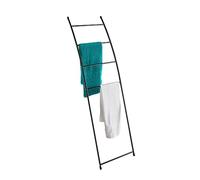 Portasciugamani Nero da Appoggiare - 150 x 44 cm - Scaletta in Metallo Autoportante - Porta Asciugamani da Bagno e Doccia - Supporto Decorativo