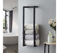 Portasciugamani per asciugamani arrotolati, portasciugamani per bagno, organizer da parete in metallo, porta asciugamani da bagno da parete per piccoli spazi moderni (nero)