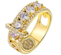 Portasciugamani per La Parete Del Bagno Gioielli da donna con anello multicolore con strass intarsiati retrò semplici di personalità Distanziatori per Anello Da Anello Sciolto (Gold, 9)