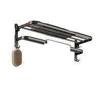 Portasciugamani pieghevole a parete non perforato for WC da 40-60 cm Portasciugamani da bagno pieghevole in alluminio grigio spazio pistola Per Bagni(Double layer 60CM)