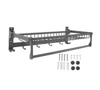 Portasciugamani Pieghevole per Bagno 47cm, Hominas Porta Salviette Bagno Braccio Mensola Portasciugamani da Parete per Bagno e Cucina, Scaffale a 2 Strati, Nero