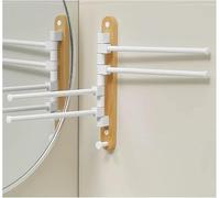 Portasciugamani Portasciugamani Portasalviette Oscillante da Bagno, Portasciugamani Girevole in Acciaio Inox Supporto Girevole A Parete con Ganci Rotazione Libera di 180° Multi-Bar, White, 4-Rods