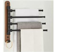 Portasciugamani Portasciugamani Portasalviette Oscillante da Bagno, Portasciugamani Girevole in Acciaio Inox Supporto Girevole A Parete con Ganci Rotazione Libera di 180° Multi-Bar, Black, 4-Rods