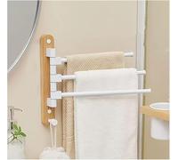 Portasciugamani Portasciugamani Portasalviette Oscillante da Bagno, Portasciugamani Girevole in Acciaio Inox Supporto Girevole A Parete con Ganci Rotazione Libera di 180° Multi-Bar, White, 3-Rods