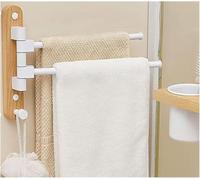 Portasciugamani Portasciugamani Portasalviette Oscillante da Bagno, Portasciugamani Girevole in Acciaio Inox Supporto Girevole A Parete con Ganci Rotazione Libera di 180° Multi-Bar, White, 2-Rods