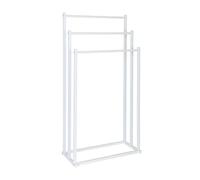 Relaxdays, H x L x P: 86 x 44 x 21 cm, Metallo, 3 stanghe, Bagno, portasciugamani, Bianco, Ferro