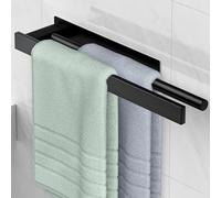 Portasciugamani senza foratura, colore nero, autoadesivo, a due bracci, in acciaio inox, per bagno, cucina