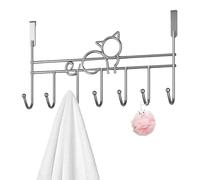 Portasciugamani sopra la porta, Portasciugamani resistente a forma di gatto con 7 ganci, Appendiabiti da porta per vestiti, cappelli, asciugamani, ganci da per soggiorno, bagno, camera da letto