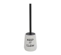 Portascopino con setole Nere in Ceramica Bianco con Stampe a Contrasto, Stile Vintage Moderno