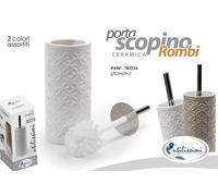 Portascopino da bagno Porta Scopino WC CERAMICA Spazzolone per Water ROMBI 34 cm