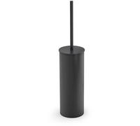 Portascopino da bagno Verniciato OSLO ROUND 8x8x h 39 cm stile minimale alluminio verniciato a polvere nero Opaco nero
