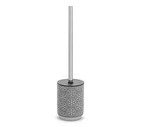 Portascopino Grigio d’appoggio con setole Nere, in Ceramica con Manico Cromato, Serie Circus