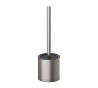 Portascopino Relaxdays in metallo, HxLxP: 36,5x10x10 cm, scopino in plastica, design moderno, argento/nero