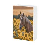 Portasigarette a forma di cavallo con girasole giallo, capacità 20, impermeabile, design a molla a scatto, con apertura a ribalta e una mano, in plastica, per donne/uomini