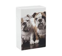 Portasigarette a forma di due simpatici cani bulldog, antiurto, impermeabile, in plastica rigida, elegante porta accendino per uomo/donna