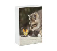 Portasigarette a forma di gatto e farfalla, design a molla a scatto, scatola da viaggio in plastica con apertura a scatto e chiusura a una mano, per uomo/donna