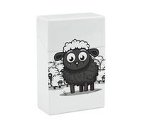 Portasigarette a forma di pecora bianca e nera, design a molla a scatto, con apertura a scatto e apertura a una mano, in plastica, da viaggio, per uomo/donna