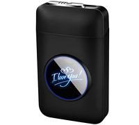 Portasigarette a LED Grafica Accendisigari Elettrico Creativo Al Plasma Arc USB Accendino e Scatola di Sigarette (Nero)