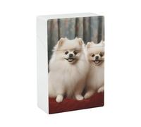Portasigarette a pelo corto con cane della Pomerania, impermeabile e a prova di schiacciamento, custodia per 20 sigarette king size, scatola portatile da viaggio tascabile per uomini e donne