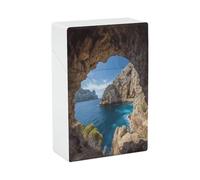 Portasigarette ad arco a Maiorca, Spagna, design a molla a scatto, scatola da viaggio in plastica con apertura a scatto e chiusura a una mano, per uomo/donna