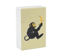 Portasigarette alla moda con tasca superiore ribaltabile e capacità 20, a forma di scimmia che tiene una banana