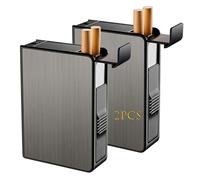 Portasigarette automatico a scomparsa for 20 sigarette, portasigarette rigido in metallo portatile, contenitore for sigarette in alluminio + ABS antiurto(Gray)