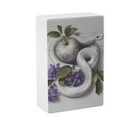 Portasigarette bianco con serpente e fiore per letto king size standard da 85 mm, capacità 20 volte, custodia rigida portatile e impermeabile per sigarette da uomo e donna, porta sigarette tascabili