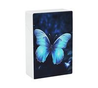 Portasigarette blu con farfalla per letto king size standard 85 mm, capacità 20 pezzi, custodia rigida portatile e impermeabile, per uomini e donne, porta sigarette tascabile, accessori per sigarette