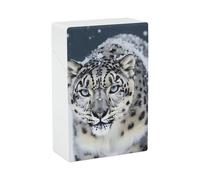 Portasigarette Blue Eyed Snow Leopard (1, design a molla a scatto, con apertura a scatto e una mano, scatola da viaggio in plastica per sigarette per uomo/donna)