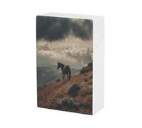 Portasigarette "Cavallo al pascolo sulla montagna" da 20 sigarette, impermeabile, con design a molla a scatto, con apertura a ribalta e una sola mano, per donne/uomini