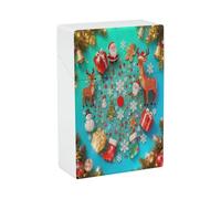 Portasigarette Christmass on Blue, capacità 20, impermeabile, design a molla a scatto, portasigarette in plastica con apertura a ribalta e una mano, per donne/uomini