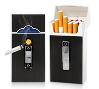 Portasigarette con Accendino 2 Pezzi, Porta Sigarette Portasigarette in Metallo Ricaricabile Senza Fiamma, Porta Sigaretta per Donna Uomini Idea Regalo