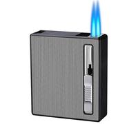 Portasigarette con accendino, mini accendino ricaricabile antivento, adatto for candele BBQ, fuochi d'artificio BBQ, confezione regalo, regalo for uomo (Color : Black)