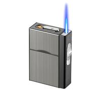 Portasigarette con accendino, scatola di sigarette con accendino, accendino a gas, accendino tempesta, può contenere 20 barili, ricarica USB, portasigarette, per candele, cucina (venduto senza gas)