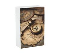 Portasigarette con bussola e vecchia mappa del mondo, per uomini e donne, con chiusura a scatto, in plastica impermeabile, portatile, tascabile, scatola per sigarette