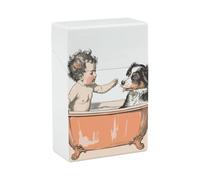 Portasigarette con cane nella vasca da bagno, per letto king size standard da 85 mm, capacità 20 volte, custodia rigida portatile e impermeabile per sigarette da uomo e donna, porta sigarette