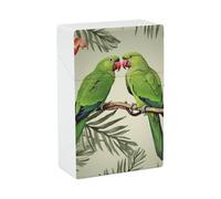 Portasigarette con coppia di pappagalli, color oliva, portatile, leggero, da viaggio, impermeabile, in plastica, tascabile, per 20 sigarette