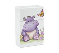 Portasigarette con farfalla e ippopotamo, impermeabile e a prova di schiacciamento, per 20 sigarette king size, scatola da viaggio portatile tascabile per uomini e donne